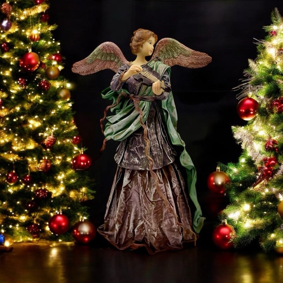 Angel Playing a Violin Christmas Tree Topper - Picture 2 of 13